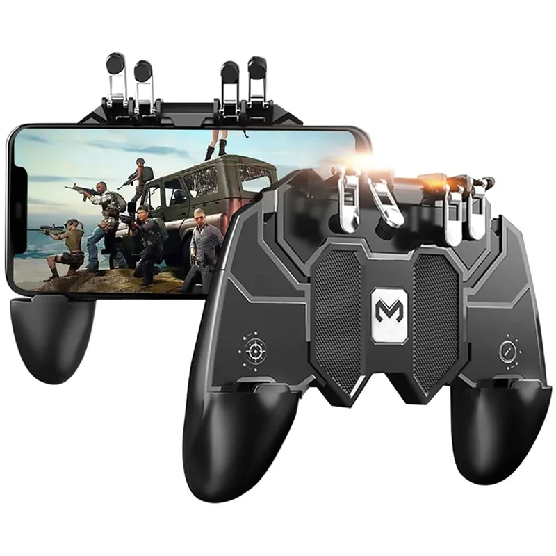 MEMO - Pubg Trigger Controller, Mobile Gamepad – 2 in1-6 Fingers Pubg Game Assistant with Highly Sensitive Triggers, Left and Right Tilt Probe, Fast Shooting for Android & iOS (AK-66)